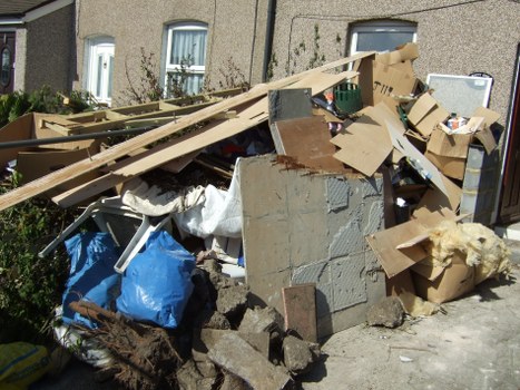 Professional waste removal team at work